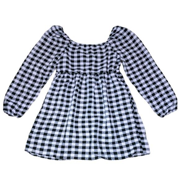 Wild Fable Black and Purple Plaid Long Sleeve Mini Dress Size M, NWT - Picture 3 of 8